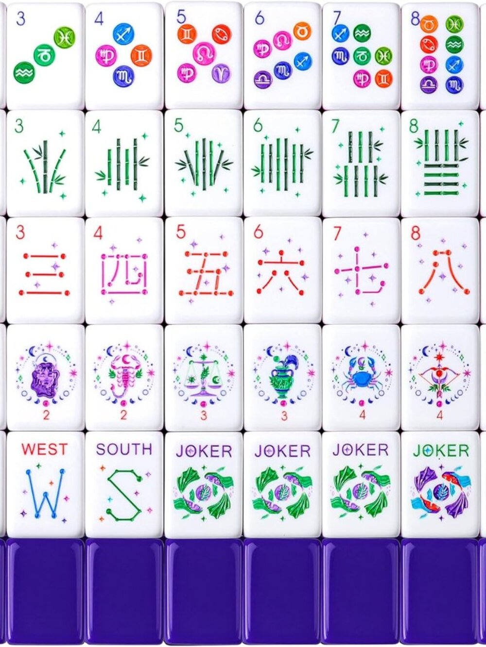 American Mahjong Set w/ Colorful Zodiac Tiles + Carrying Case NIB - Picture 2 of 4